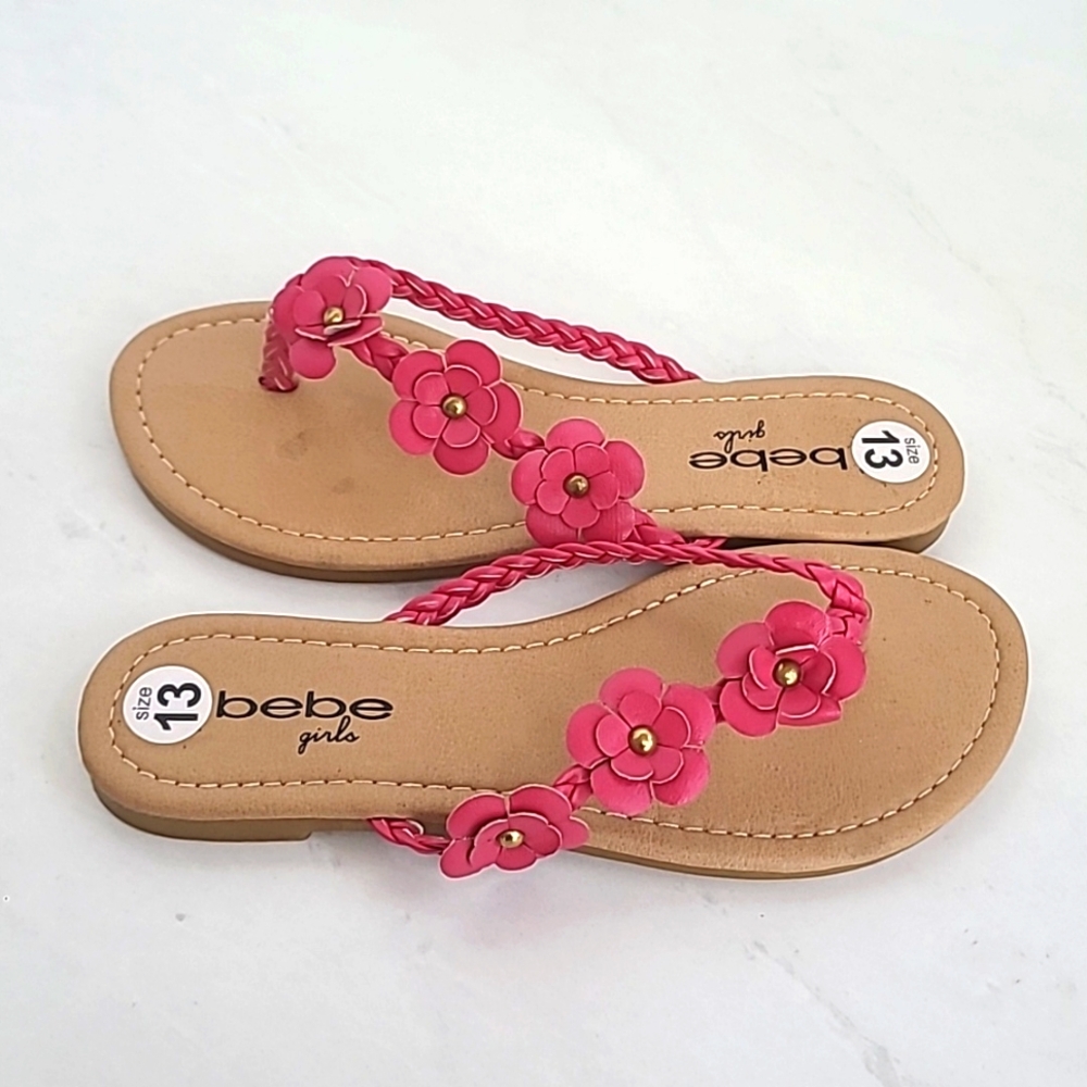 Bebe Pink Size 13/1 Girls Flower Sandals